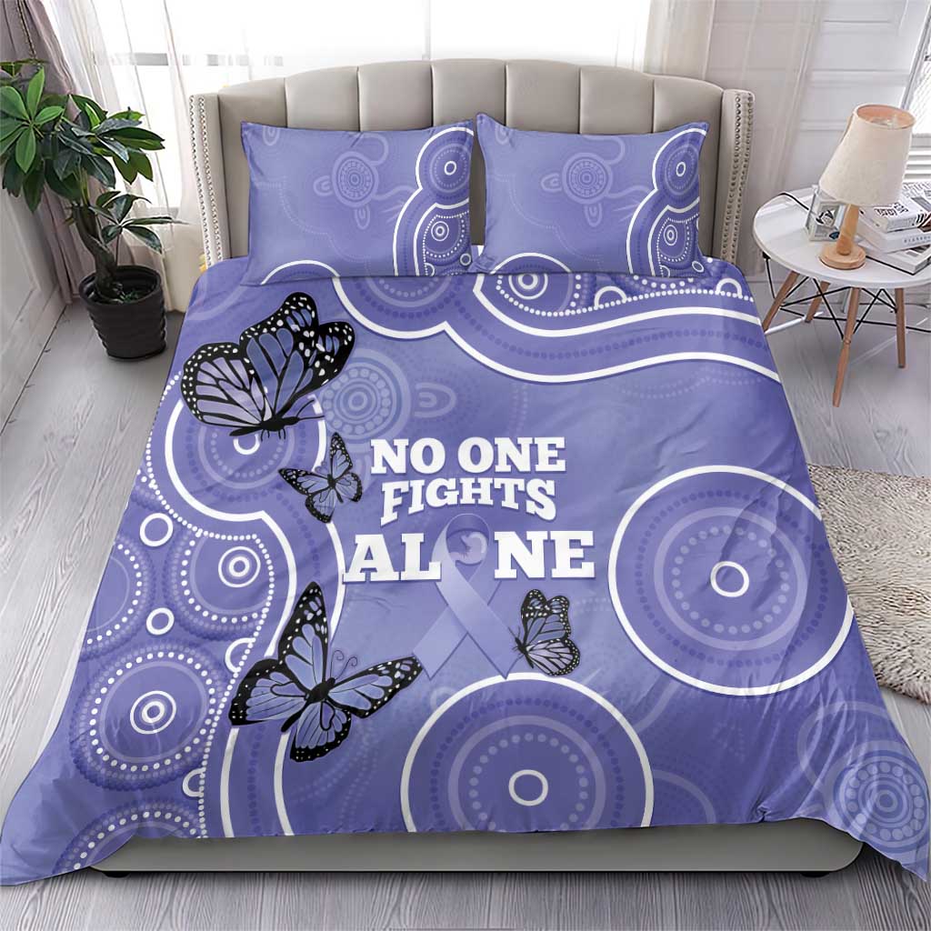 Australia Stomach Cancer Awareness Bedding Set No One Fights Alone Aboriginal Art - Vibe Hoodie Shop