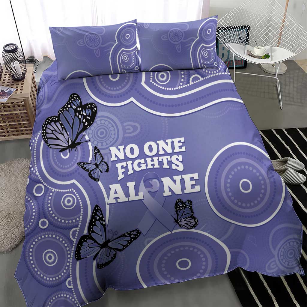 Australia Stomach Cancer Awareness Bedding Set No One Fights Alone Aboriginal Art - Vibe Hoodie Shop