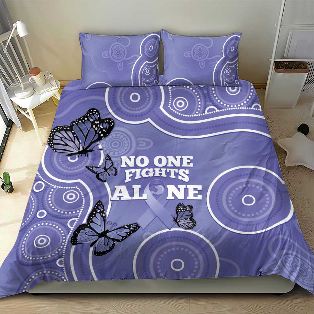 Australia Stomach Cancer Awareness Bedding Set No One Fights Alone Aboriginal Art - Vibe Hoodie Shop