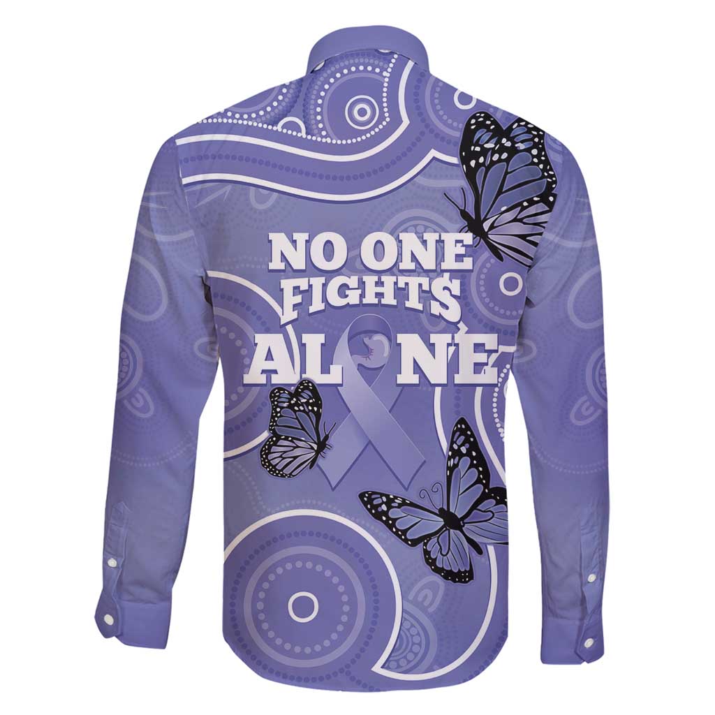 Australia Stomach Cancer Awareness Family Matching Long Sleeve Bodycon Dress and Hawaiian Shirt No One Fights Alone Aboriginal Art