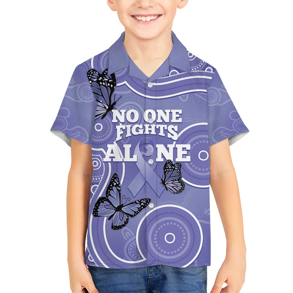 Australia Stomach Cancer Awareness Family Matching Long Sleeve Bodycon Dress and Hawaiian Shirt No One Fights Alone Aboriginal Art