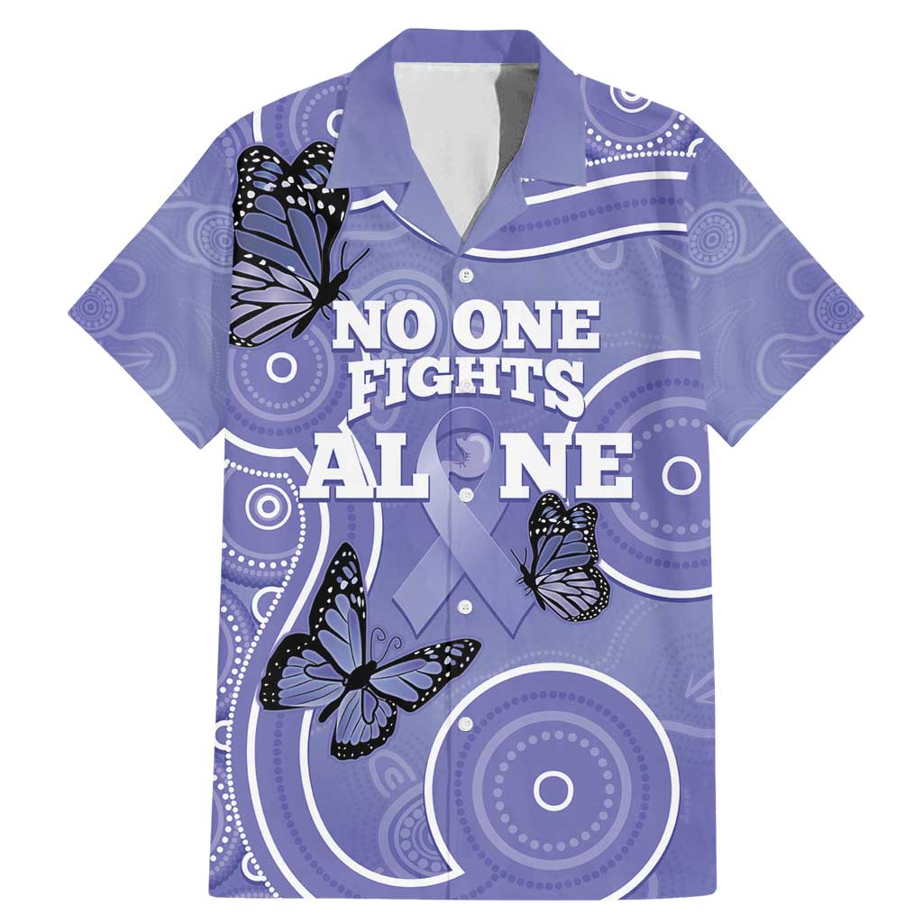 Australia Stomach Cancer Awareness Family Matching Mermaid Dress and Hawaiian Shirt No One Fights Alone Aboriginal Art
