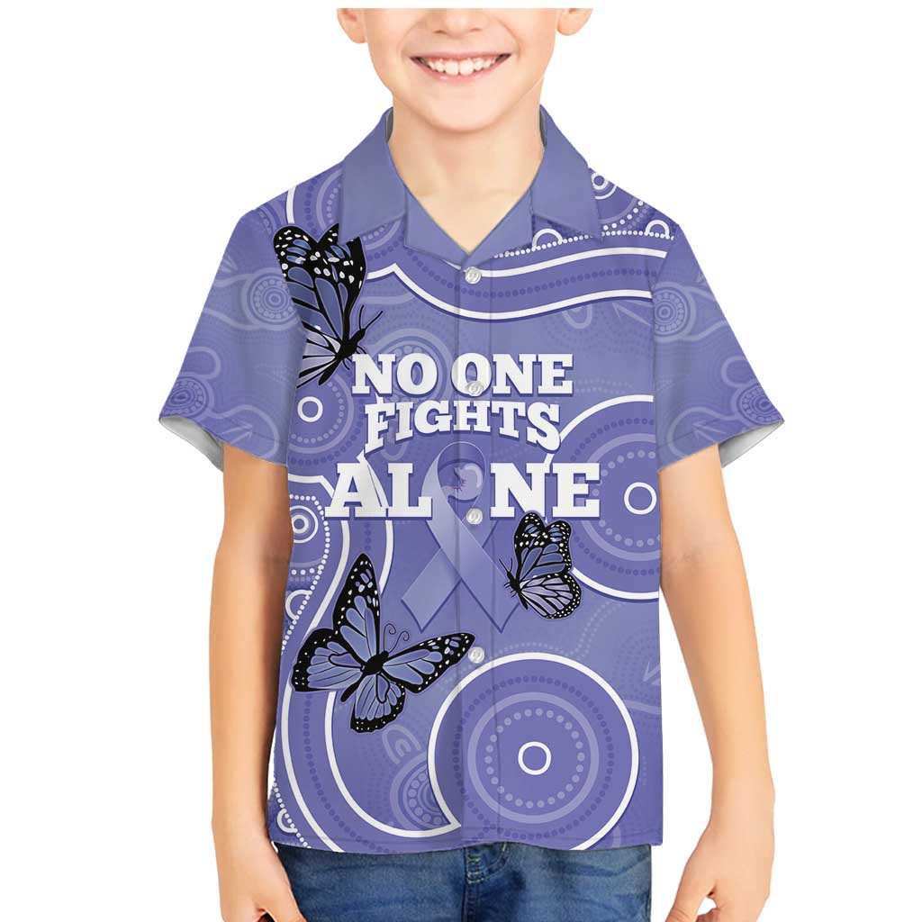 Australia Stomach Cancer Awareness Family Matching Mermaid Dress and Hawaiian Shirt No One Fights Alone Aboriginal Art