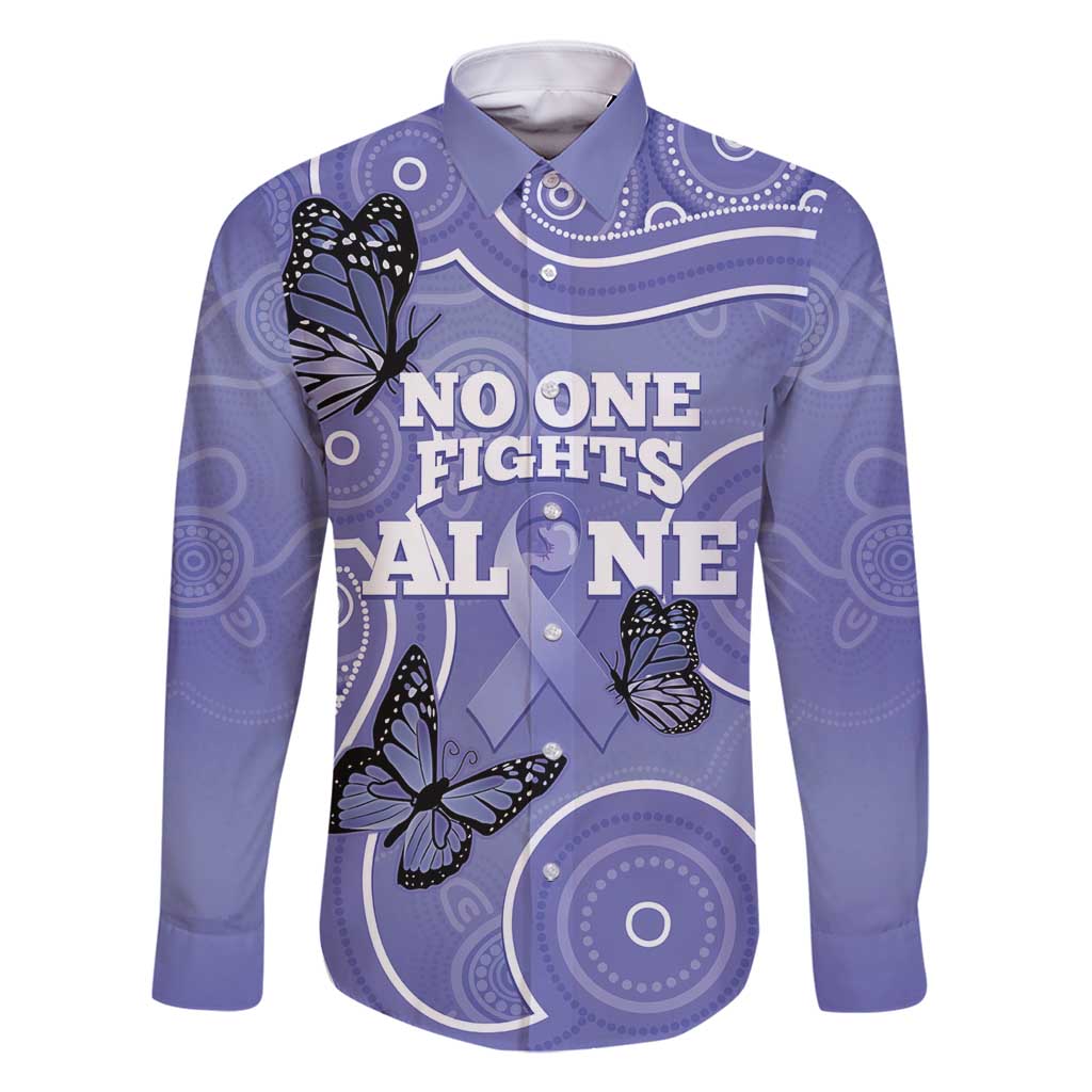 Australia Stomach Cancer Awareness Family Matching Off Shoulder Maxi Dress and Hawaiian Shirt No One Fights Alone Aboriginal Art