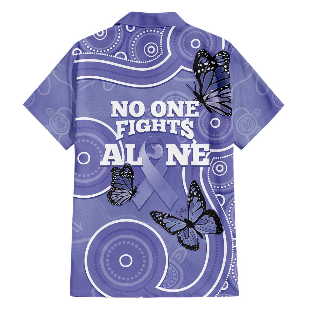 Australia Stomach Cancer Awareness Family Matching Puletasi and Hawaiian Shirt No One Fights Alone Aboriginal Art
