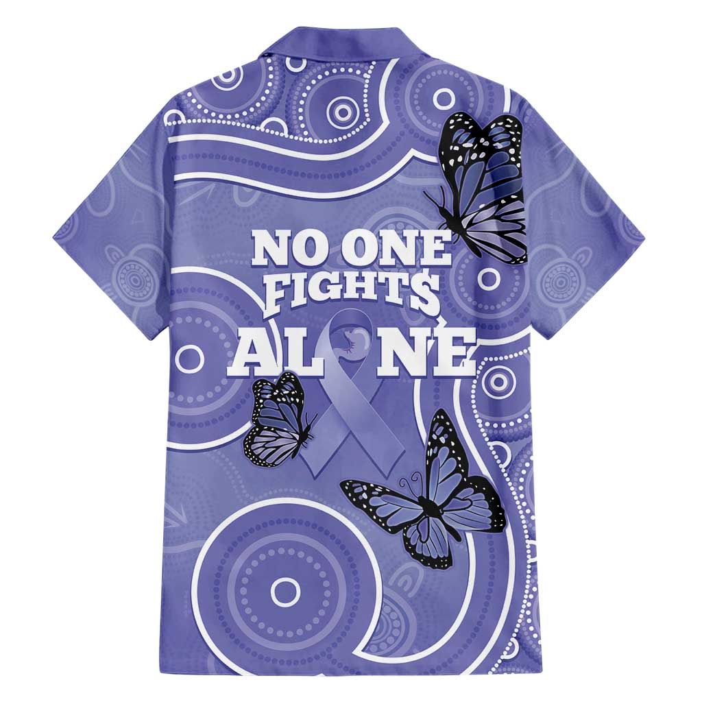 Australia Stomach Cancer Awareness Family Matching Short Sleeve Bodycon Dress and Hawaiian Shirt No One Fights Alone Aboriginal Art