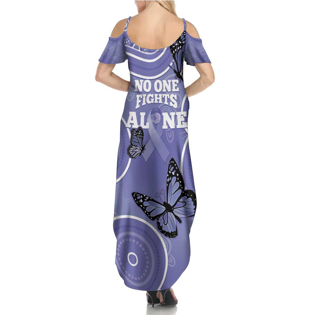 Australia Stomach Cancer Awareness Family Matching Summer Maxi Dress and Hawaiian Shirt No One Fights Alone Aboriginal Art