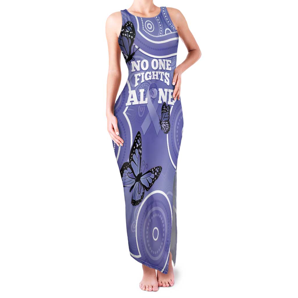 Australia Stomach Cancer Awareness Family Matching Tank Maxi Dress and Hawaiian Shirt No One Fights Alone Aboriginal Art