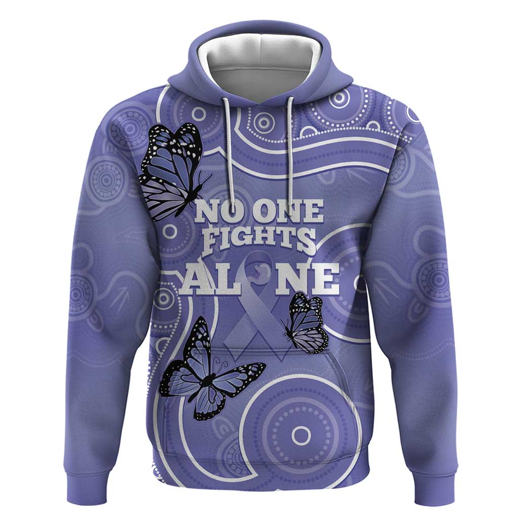 Australia Stomach Cancer Awareness Hoodie No One Fights Alone Aboriginal Art - Vibe Hoodie Shop