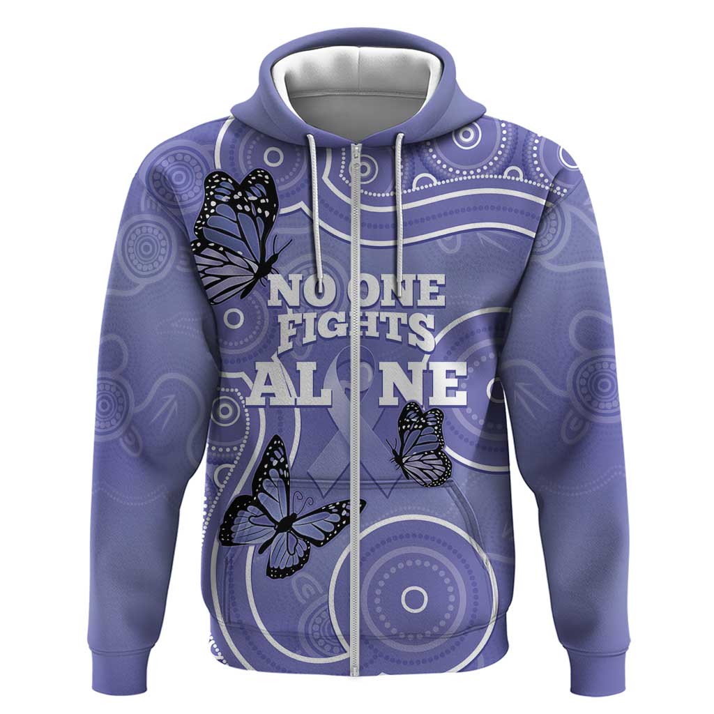 Australia Stomach Cancer Awareness Hoodie No One Fights Alone Aboriginal Art - Vibe Hoodie Shop
