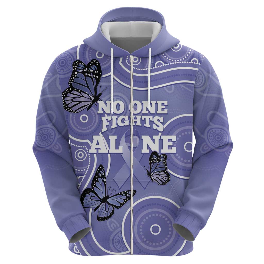 Australia Stomach Cancer Awareness Hoodie No One Fights Alone Aboriginal Art - Vibe Hoodie Shop