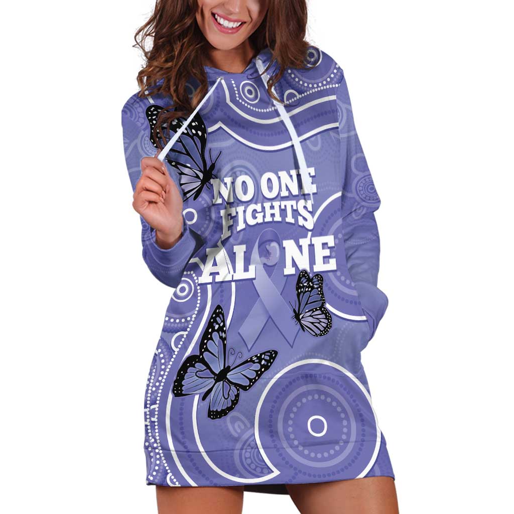 Australia Stomach Cancer Awareness Hoodie Dress No One Fights Alone Aboriginal Art - Vibe Hoodie Shop