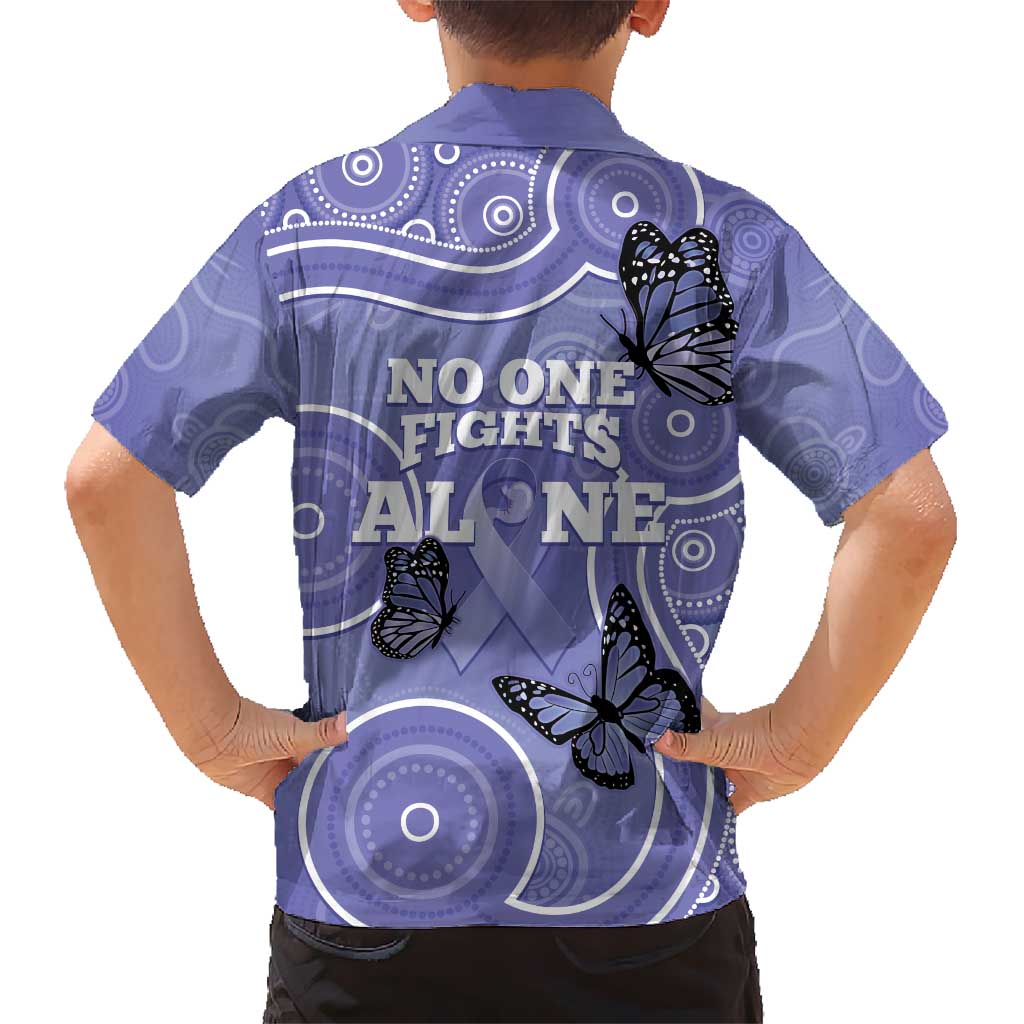 Australia Stomach Cancer Awareness Kid Hawaiian Shirt No One Fights Alone Aboriginal Art