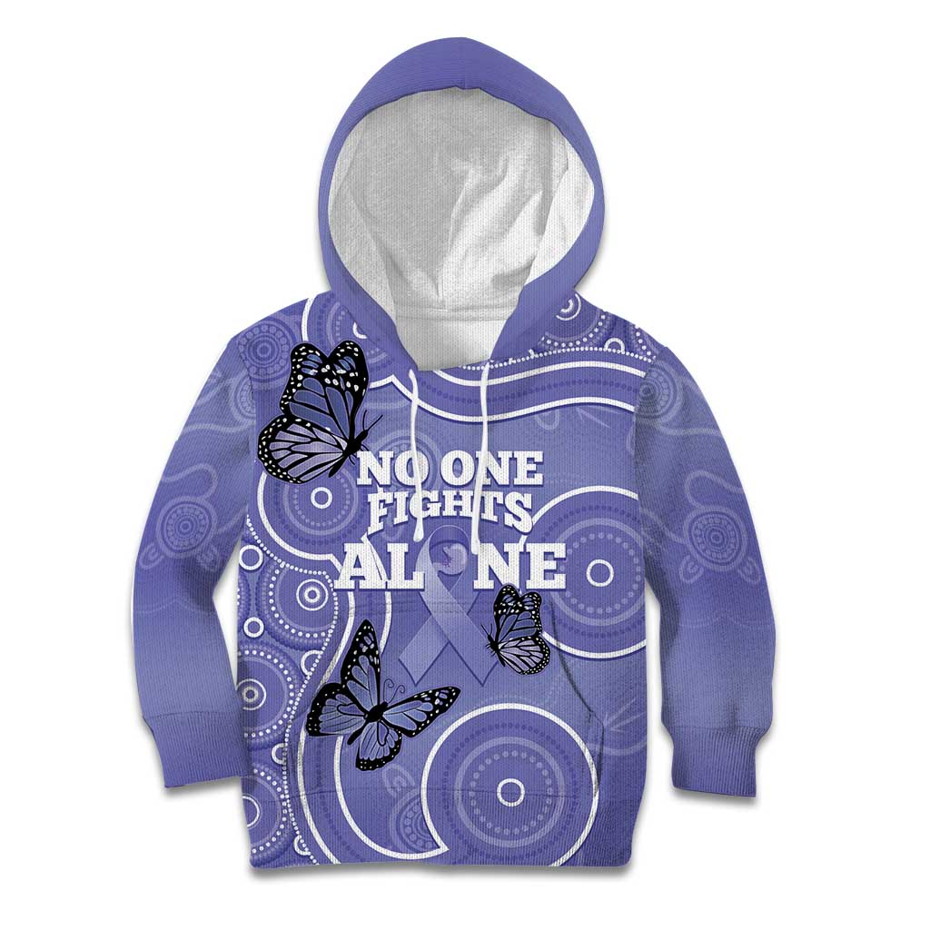 Australia Stomach Cancer Awareness Kid Hoodie No One Fights Alone Aboriginal Art - Vibe Hoodie Shop