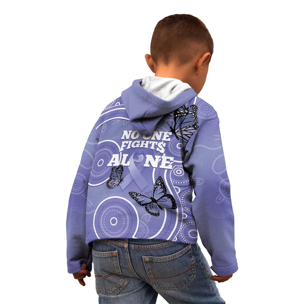 Australia Stomach Cancer Awareness Kid Hoodie No One Fights Alone Aboriginal Art - Vibe Hoodie Shop