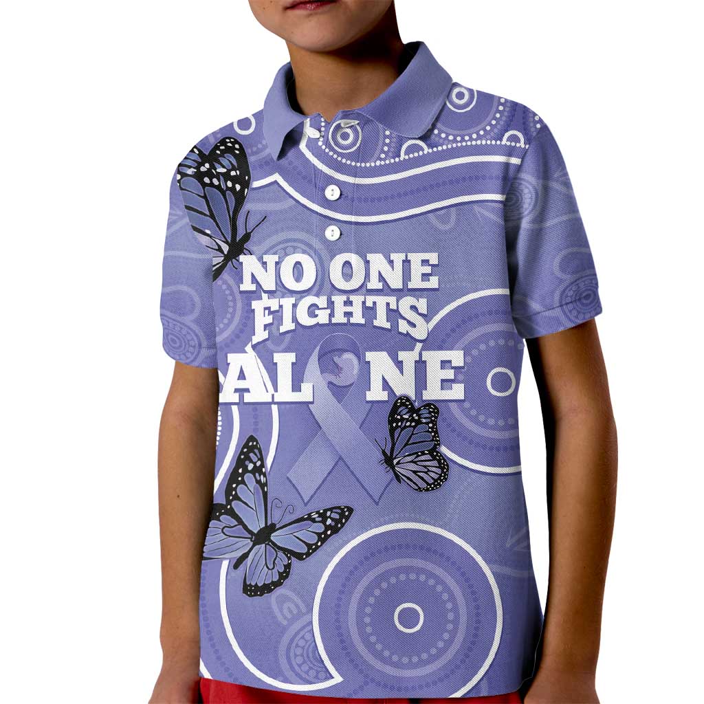 Australia Stomach Cancer Awareness Kid Polo Shirt No One Fights Alone Aboriginal Art - Vibe Hoodie Shop