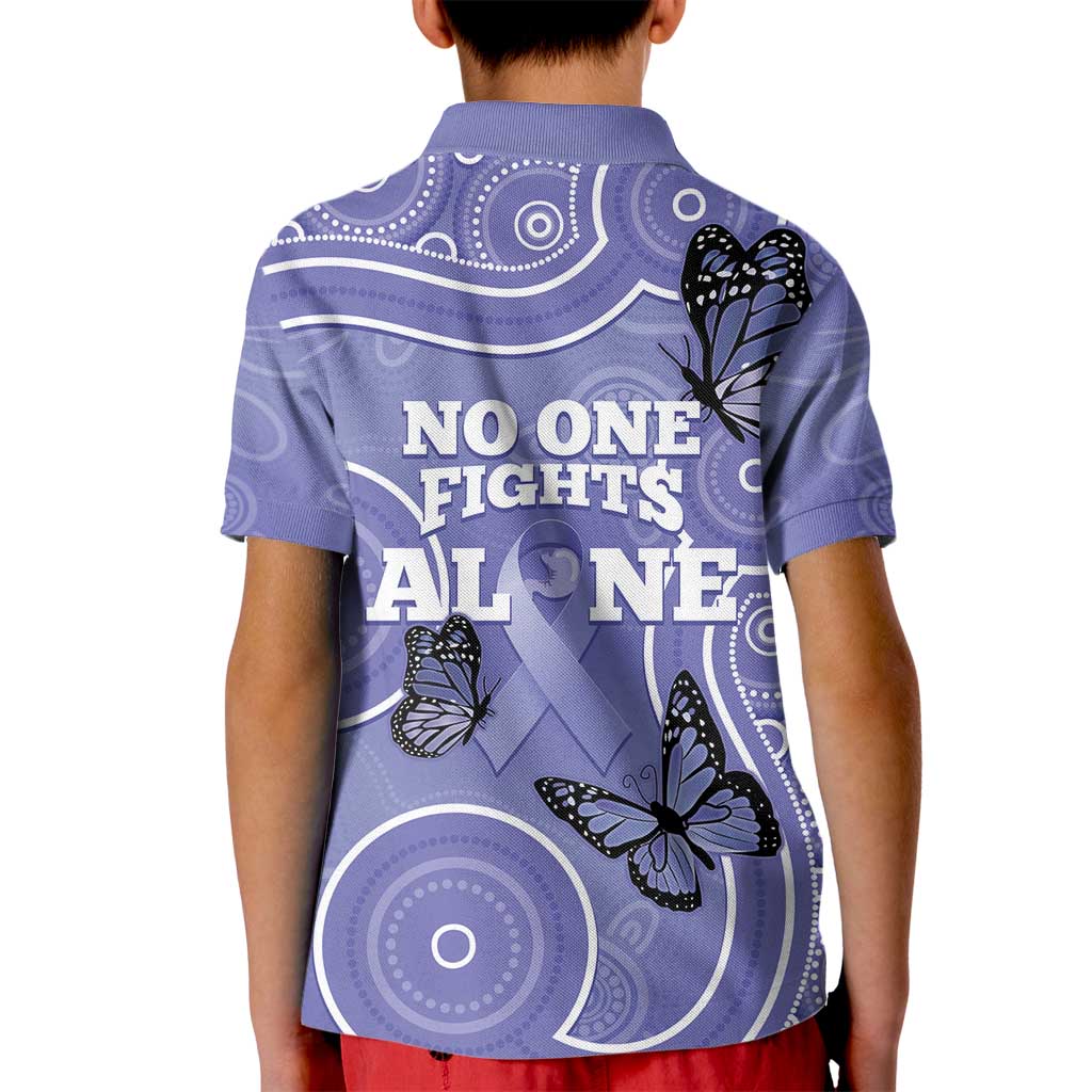Australia Stomach Cancer Awareness Kid Polo Shirt No One Fights Alone Aboriginal Art - Vibe Hoodie Shop