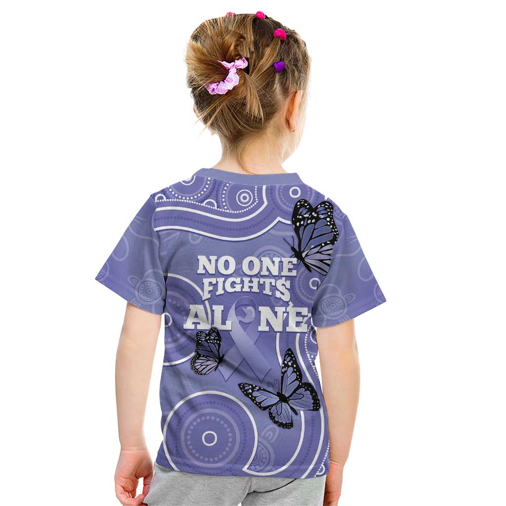 Australia Stomach Cancer Awareness Kid T Shirt No One Fights Alone Aboriginal Art - Vibe Hoodie Shop