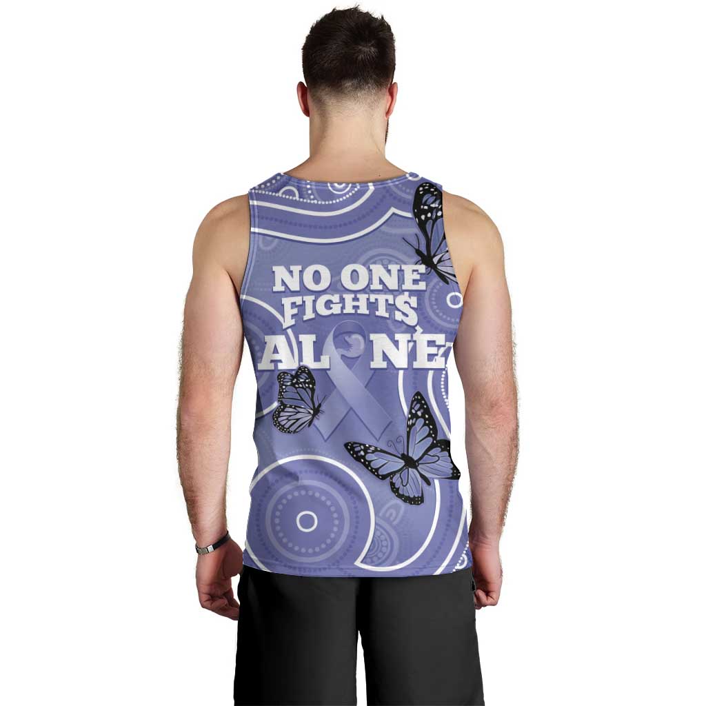 Australia Stomach Cancer Awareness Men Tank Top No One Fights Alone Aboriginal Art - Vibe Hoodie Shop