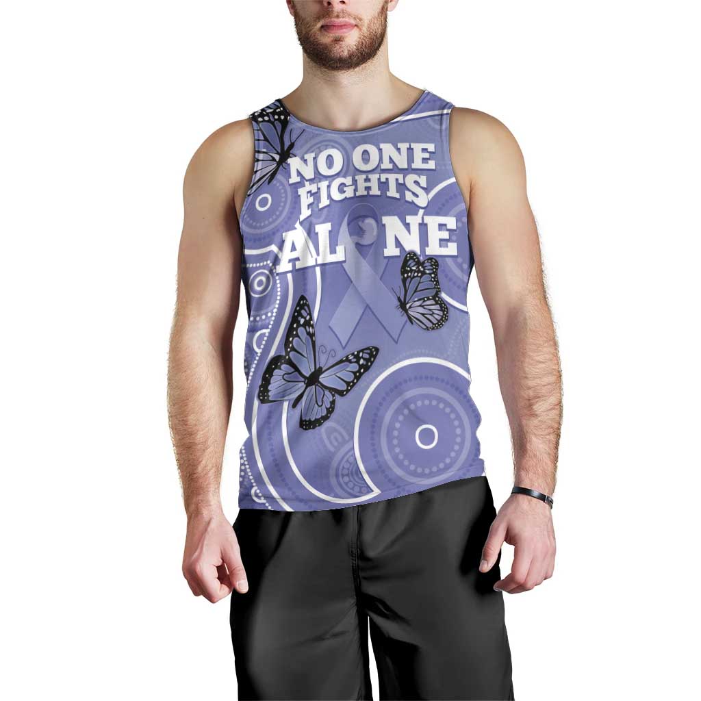 Australia Stomach Cancer Awareness Men Tank Top No One Fights Alone Aboriginal Art - Vibe Hoodie Shop