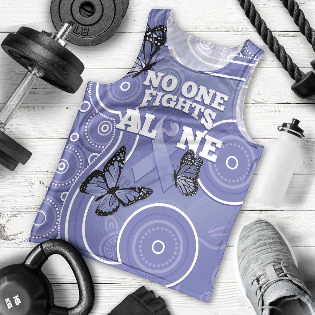 Australia Stomach Cancer Awareness Men Tank Top No One Fights Alone Aboriginal Art - Vibe Hoodie Shop