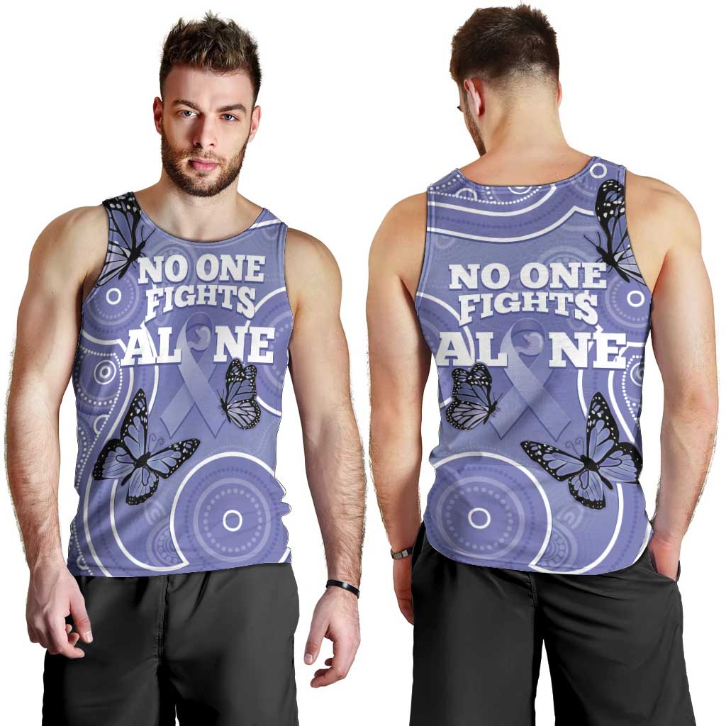 Australia Stomach Cancer Awareness Men Tank Top No One Fights Alone Aboriginal Art - Vibe Hoodie Shop