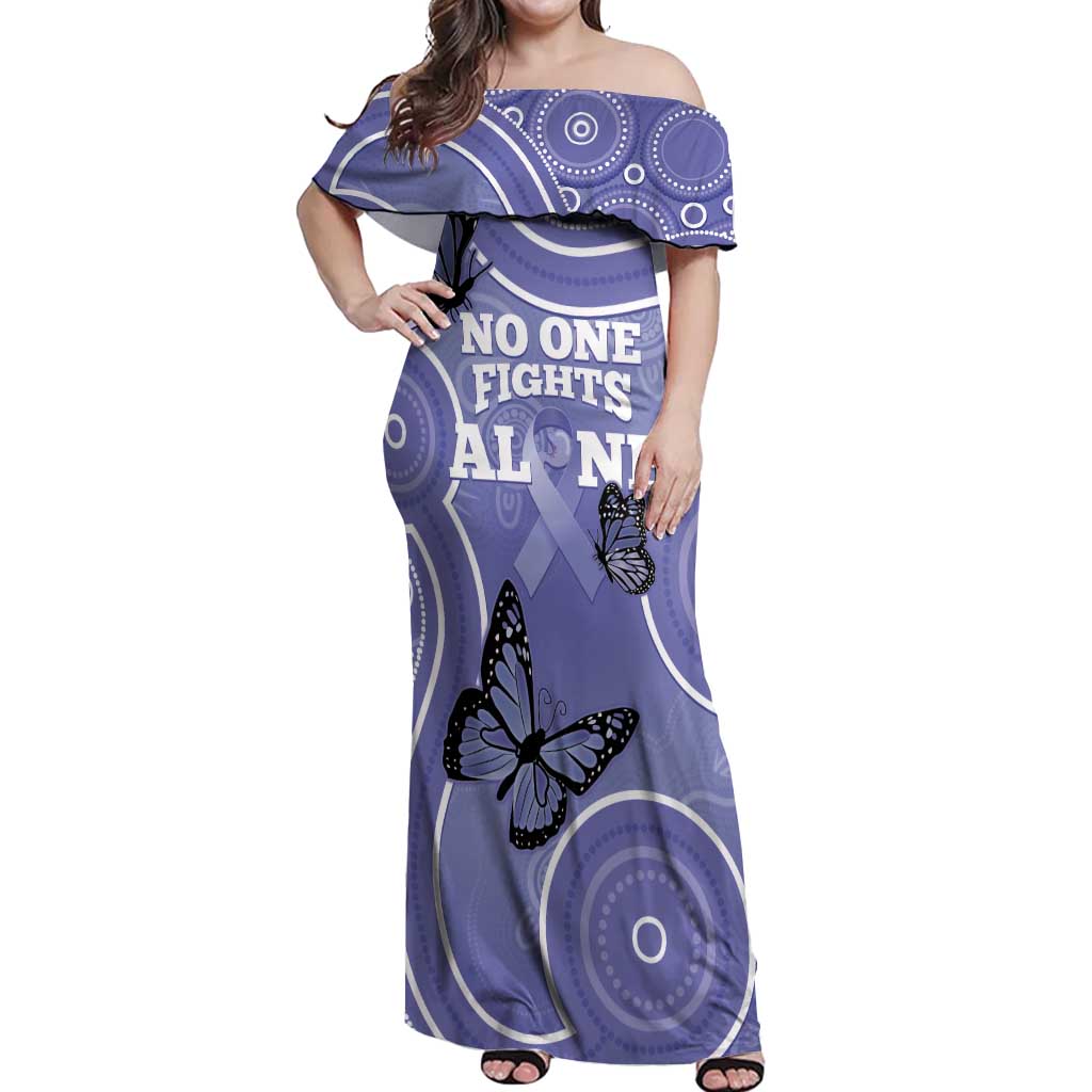 Australia Stomach Cancer Awareness Off Shoulder Maxi Dress No One Fights Alone Aboriginal Art