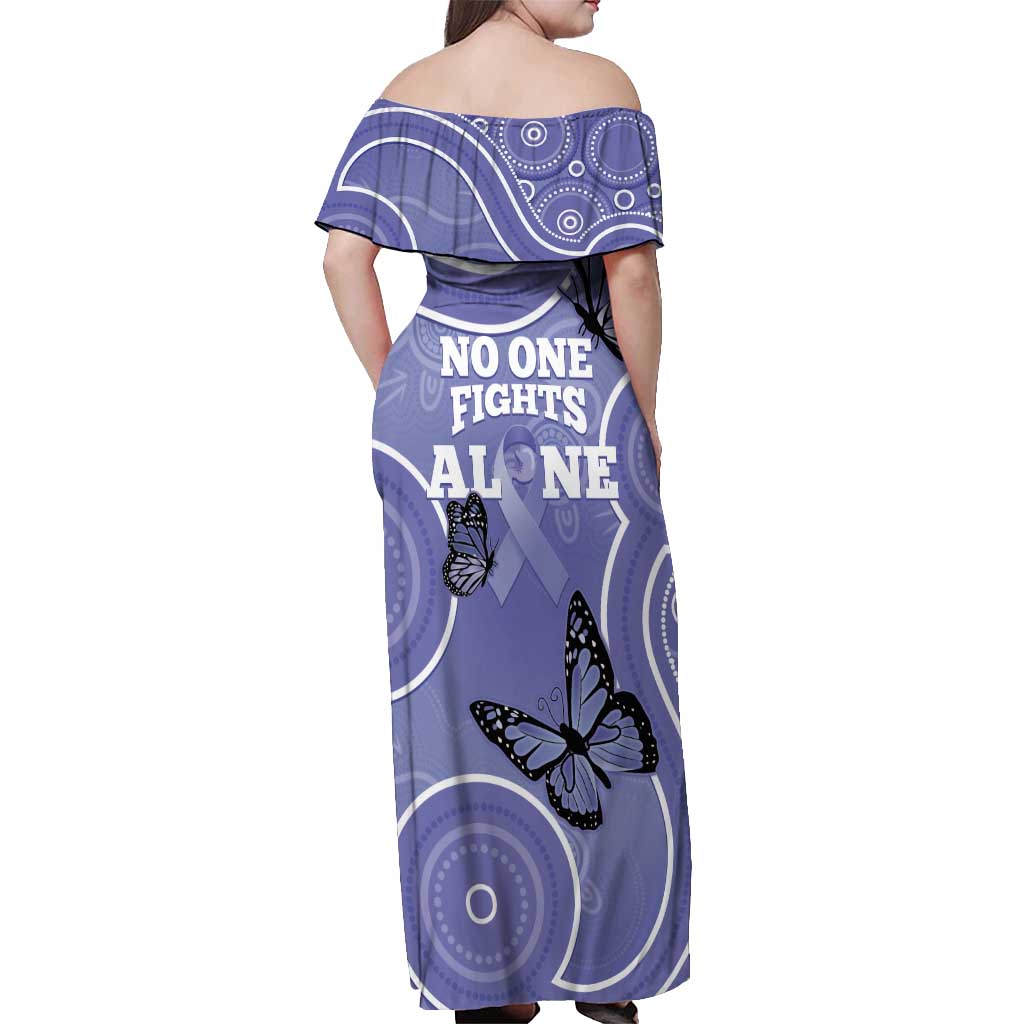 Australia Stomach Cancer Awareness Off Shoulder Maxi Dress No One Fights Alone Aboriginal Art