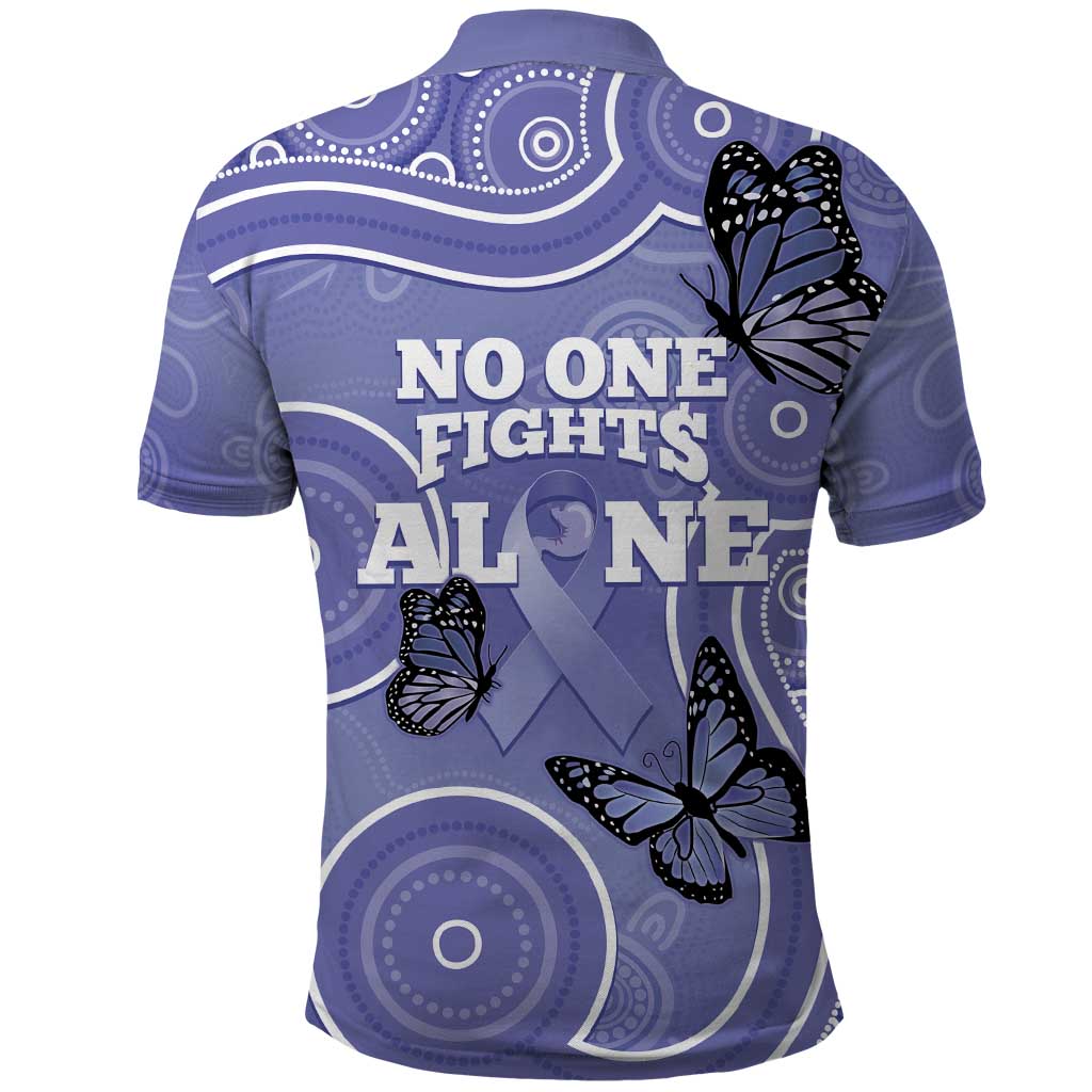 Australia Stomach Cancer Awareness Polo Shirt No One Fights Alone Aboriginal Art - Vibe Hoodie Shop