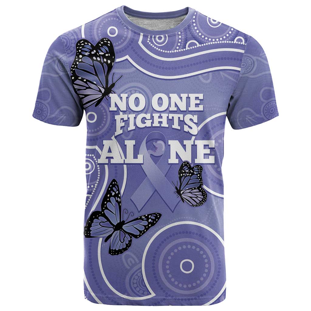 Australia Stomach Cancer Awareness T Shirt No One Fights Alone Aboriginal Art - Vibe Hoodie Shop