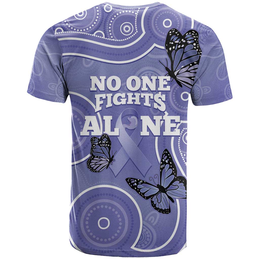 Australia Stomach Cancer Awareness T Shirt No One Fights Alone Aboriginal Art - Vibe Hoodie Shop