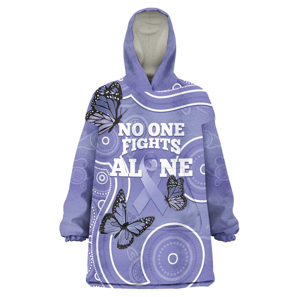 Australia Stomach Cancer Awareness Wearable Blanket Hoodie No One Fights Alone Aboriginal Art - Vibe Hoodie Shop