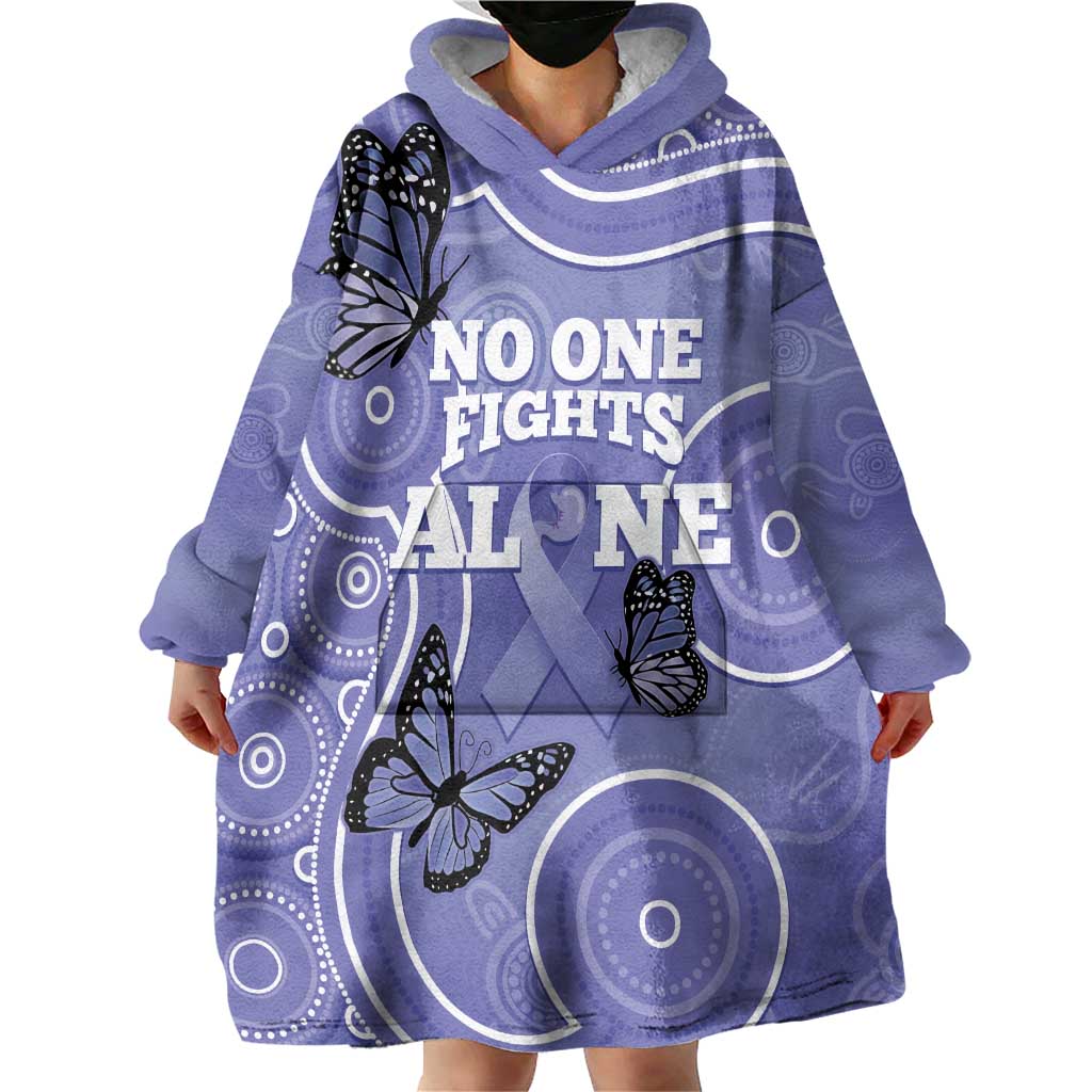 Australia Stomach Cancer Awareness Wearable Blanket Hoodie No One Fights Alone Aboriginal Art - Vibe Hoodie Shop