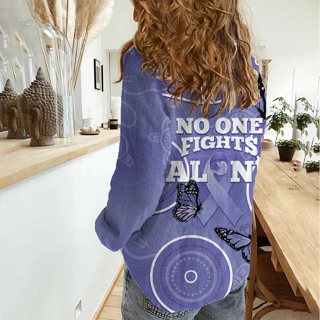 Australia Stomach Cancer Awareness Women Casual Shirt No One Fights Alone Aboriginal Art - Vibe Hoodie Shop