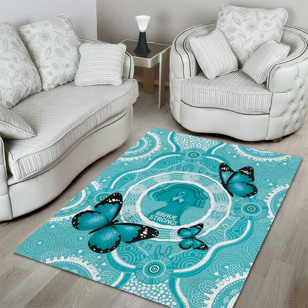 Australia Cervical Cancer Awareness Month Area Rug Brave Strong Butterfly Aboriginal Art - Vibe Hoodie Shop