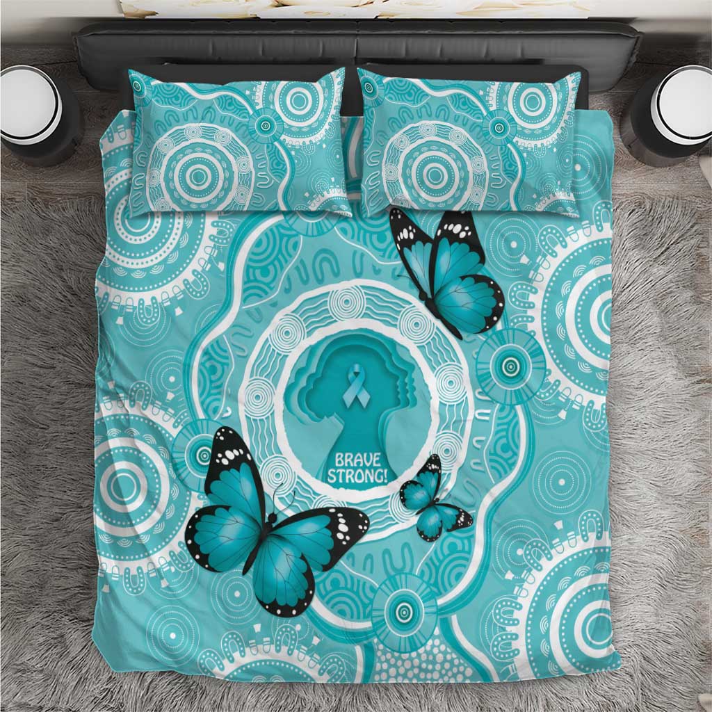Australia Cervical Cancer Awareness Month Bedding Set Brave Strong Butterfly Aboriginal Art - Vibe Hoodie Shop