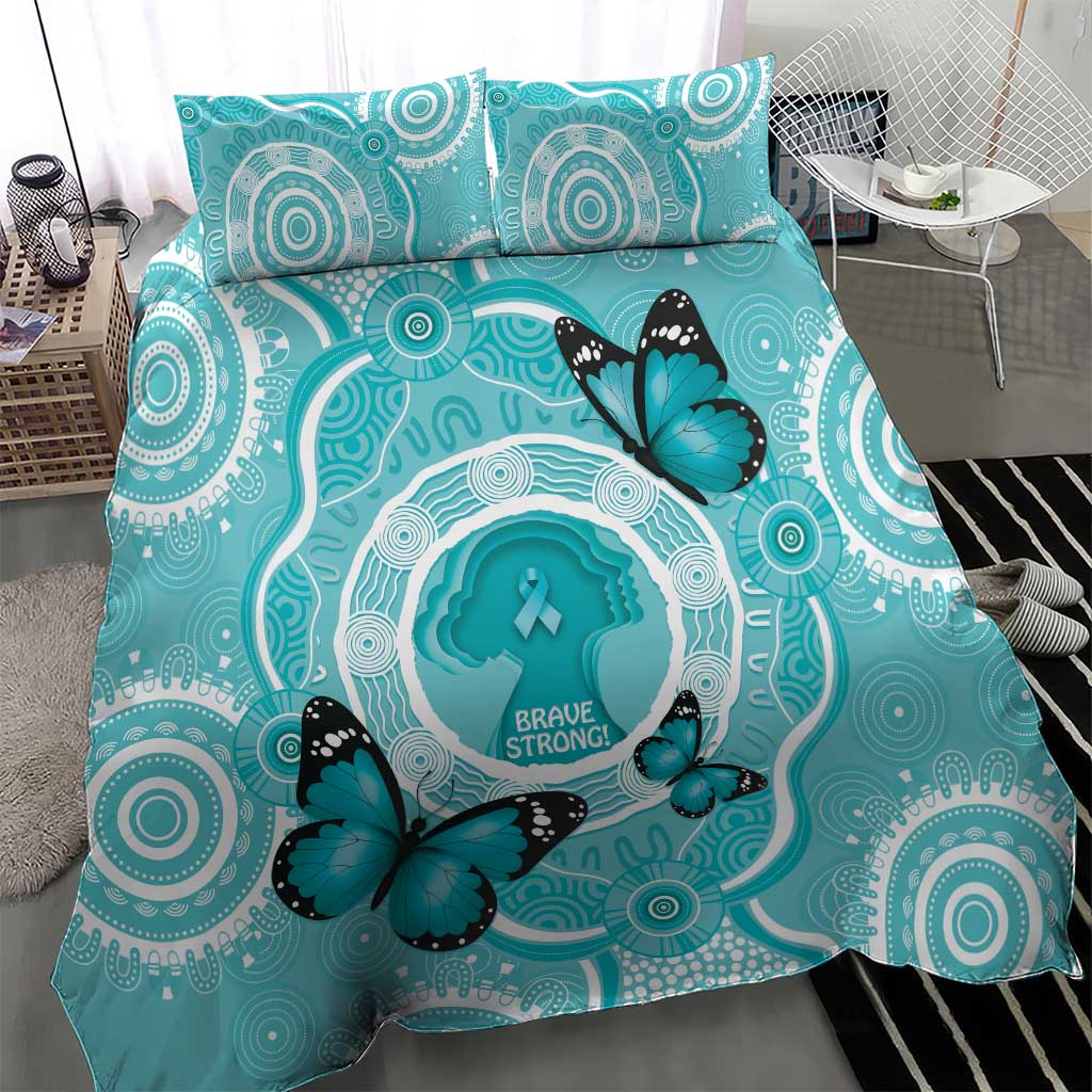 Australia Cervical Cancer Awareness Month Bedding Set Brave Strong Butterfly Aboriginal Art - Vibe Hoodie Shop