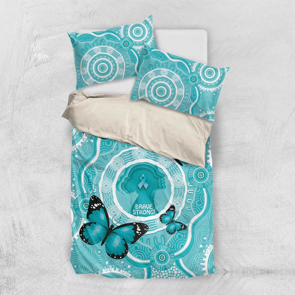 Australia Cervical Cancer Awareness Month Bedding Set Brave Strong Butterfly Aboriginal Art - Vibe Hoodie Shop