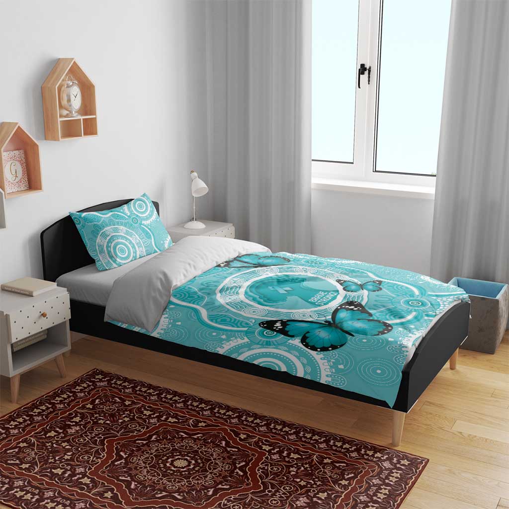 Australia Cervical Cancer Awareness Month Bedding Set Brave Strong Butterfly Aboriginal Art - Vibe Hoodie Shop