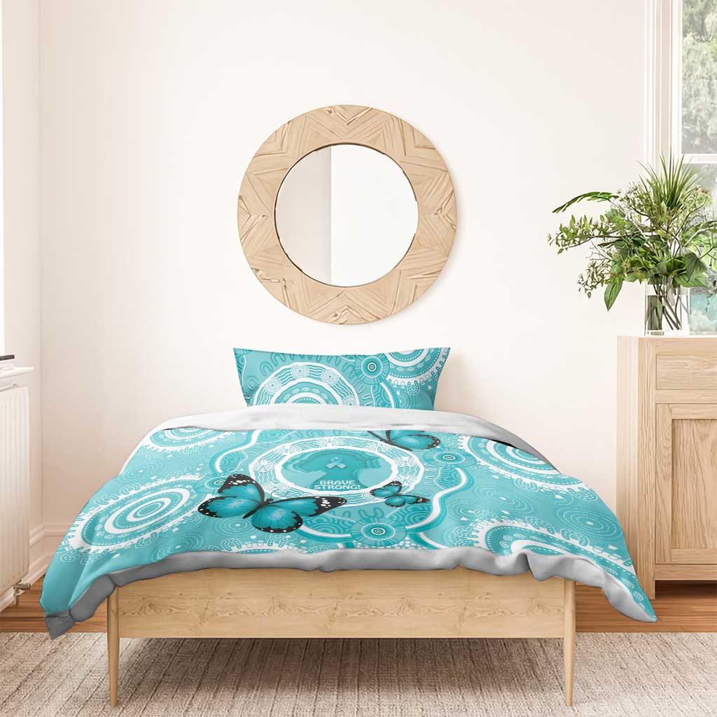 Australia Cervical Cancer Awareness Month Bedding Set Brave Strong Butterfly Aboriginal Art - Vibe Hoodie Shop