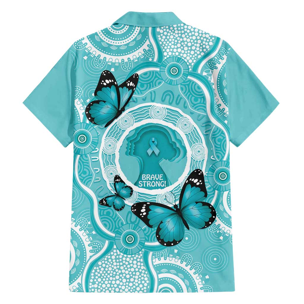 Australia Cervical Cancer Awareness Month Family Matching Long Sleeve Bodycon Dress and Hawaiian Shirt Brave Strong Butterfly Aboriginal Art
