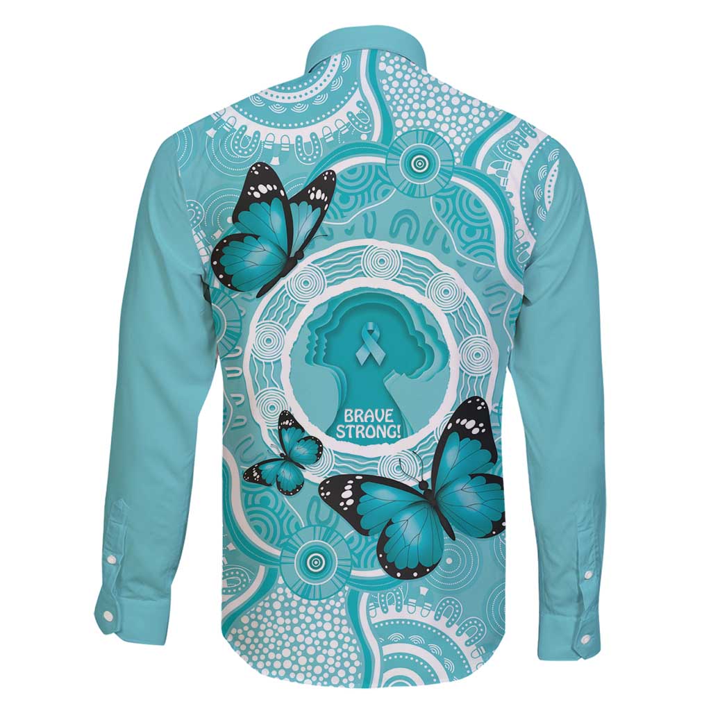 Australia Cervical Cancer Awareness Month Family Matching Mermaid Dress and Hawaiian Shirt Brave Strong Butterfly Aboriginal Art