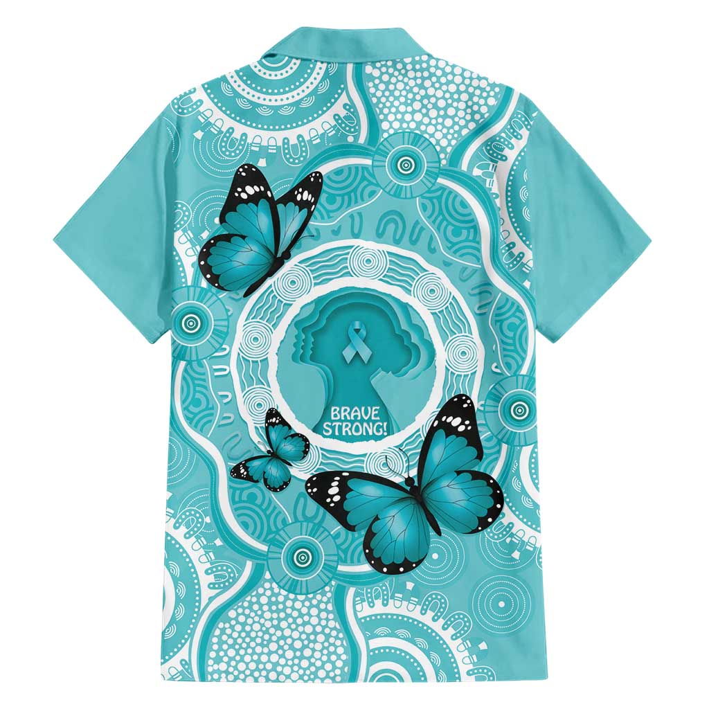 Australia Cervical Cancer Awareness Month Family Matching Short Sleeve Bodycon Dress and Hawaiian Shirt Brave Strong Butterfly Aboriginal Art