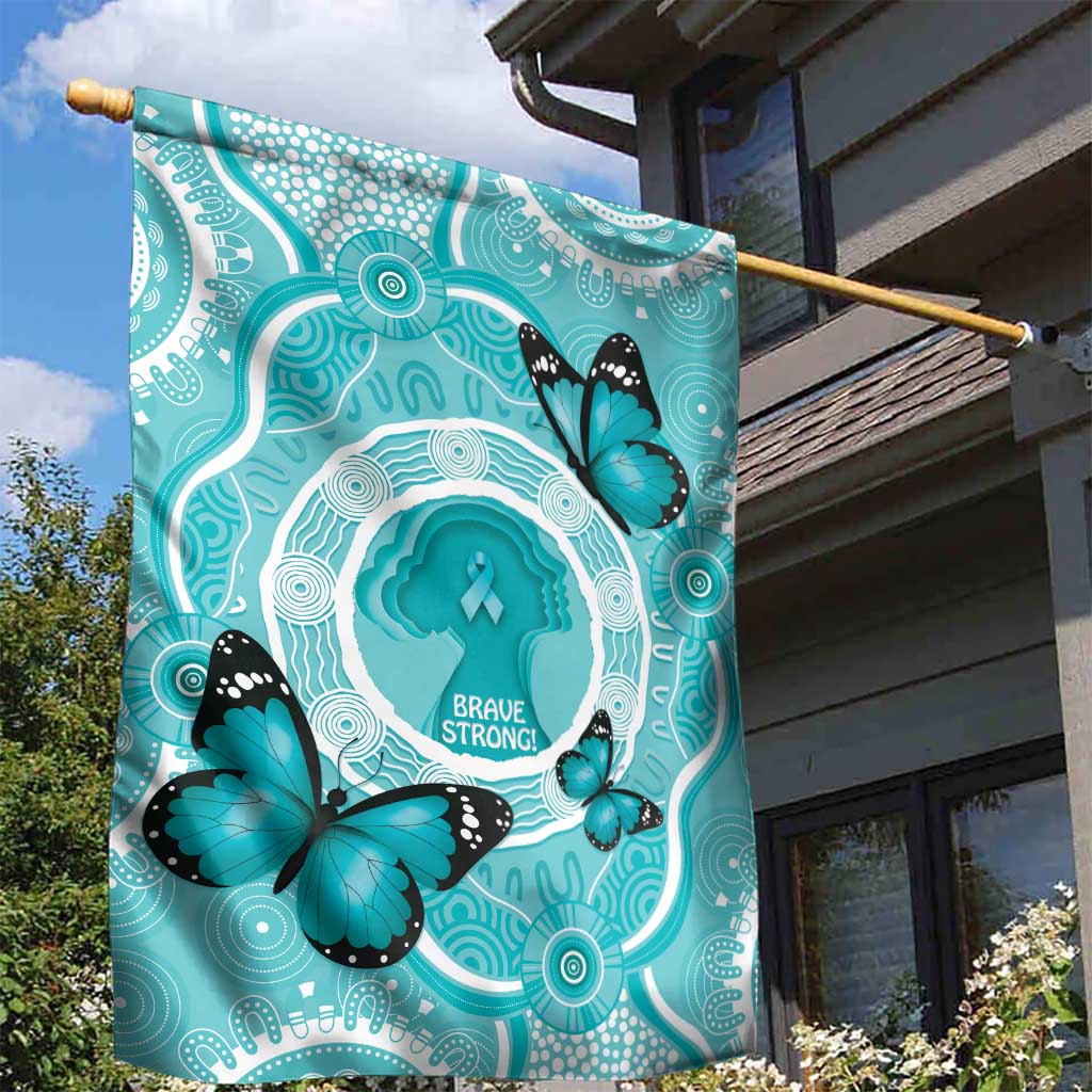 Australia Cervical Cancer Awareness Month Garden Flag Brave Strong Butterfly Aboriginal Art - Vibe Hoodie Shop
