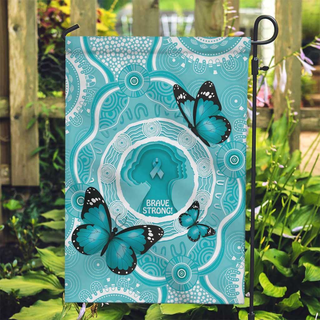 Australia Cervical Cancer Awareness Month Garden Flag Brave Strong Butterfly Aboriginal Art - Vibe Hoodie Shop