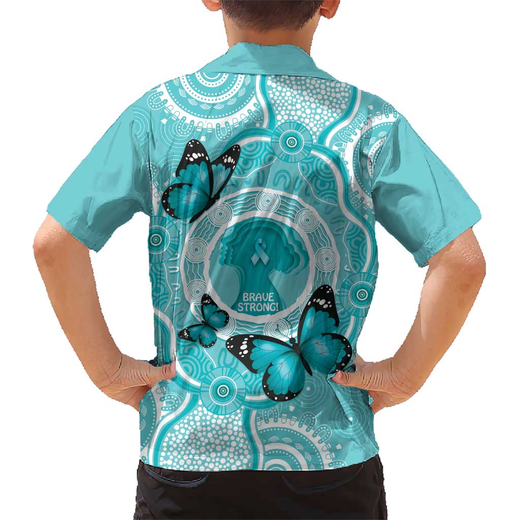 Australia Cervical Cancer Awareness Month Hawaiian Shirt Brave Strong Butterfly Aboriginal Art - Vibe Hoodie Shop