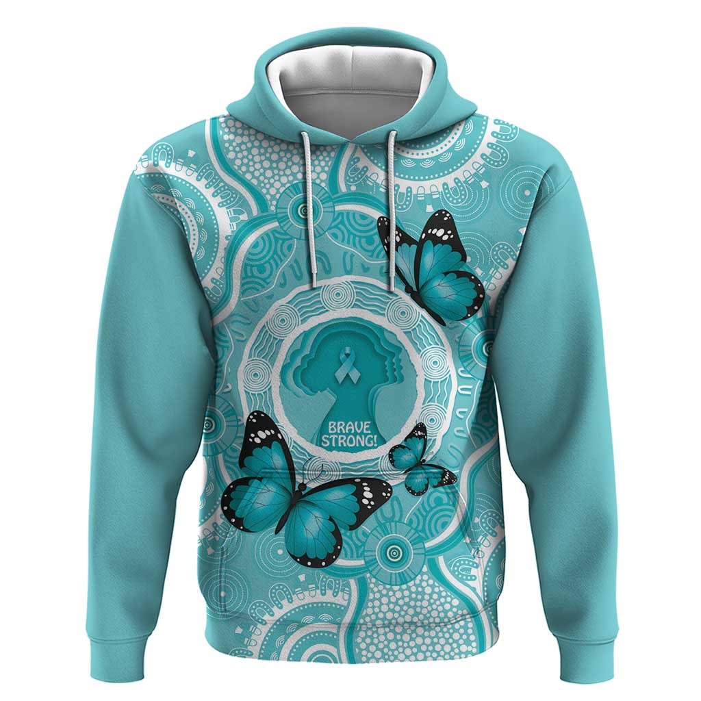 Australia Cervical Cancer Awareness Month Hoodie Brave Strong Butterfly Aboriginal Art - Vibe Hoodie Shop