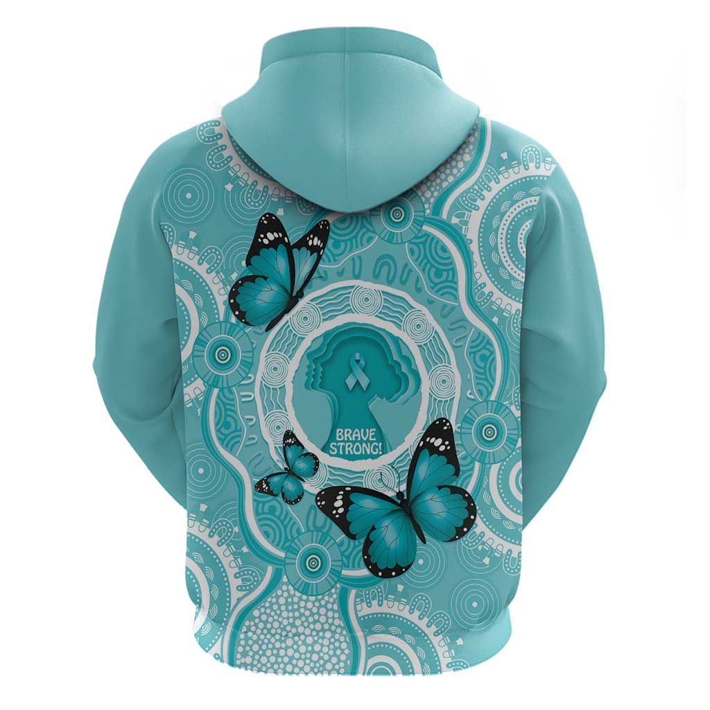 Australia Cervical Cancer Awareness Month Hoodie Brave Strong Butterfly Aboriginal Art - Vibe Hoodie Shop
