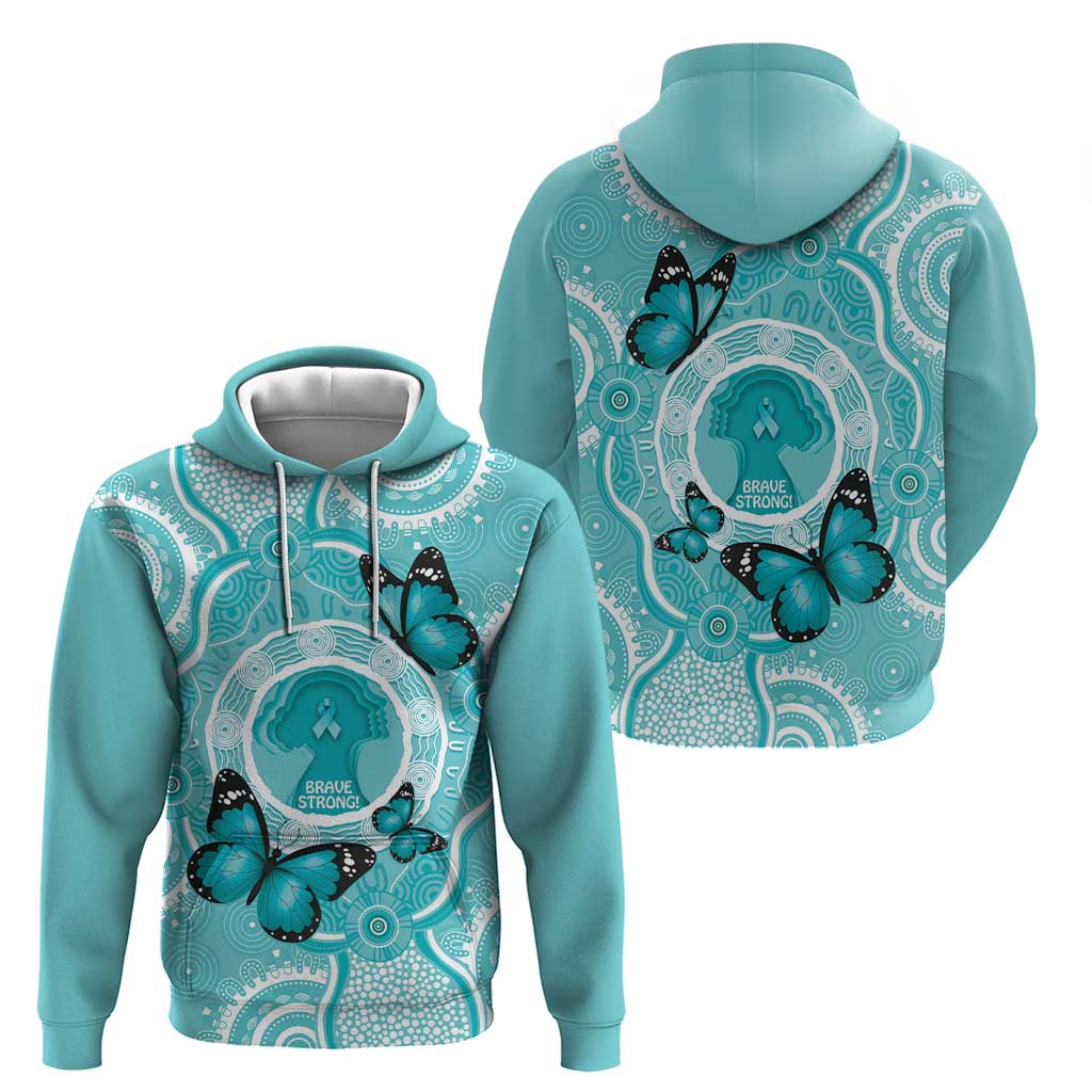 Australia Cervical Cancer Awareness Month Hoodie Brave Strong Butterfly Aboriginal Art - Vibe Hoodie Shop
