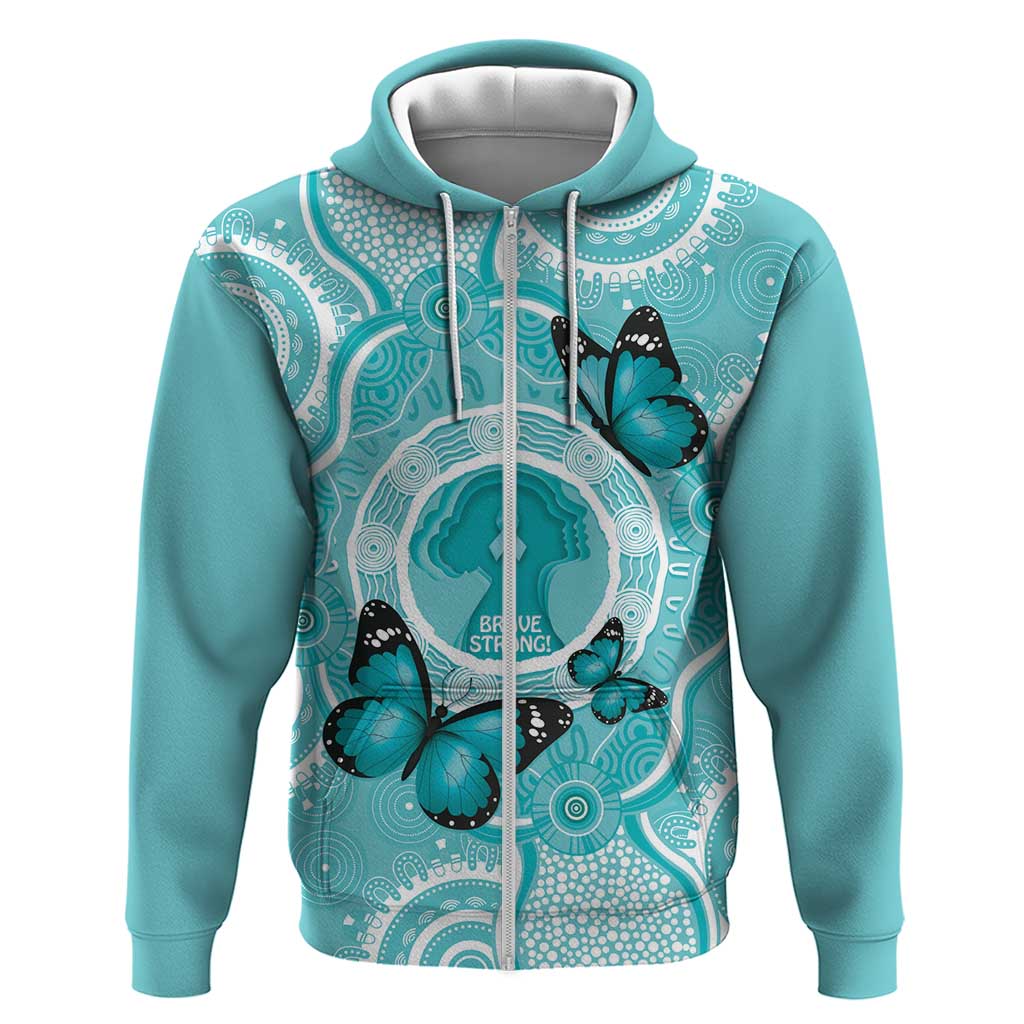 Australia Cervical Cancer Awareness Month Hoodie Brave Strong Butterfly Aboriginal Art - Vibe Hoodie Shop